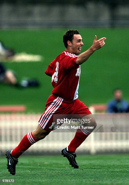 Scott McDonald of Australia celebrates scoring a goal during the friendly between The Glasgow Rangers Under 21's and Australia Socceroos Under 21's...