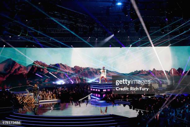 Mustard performs onstage during the 2018 MTV Movie And TV Awards at Barker Hangar on June 16, 2018 in Santa Monica, California.