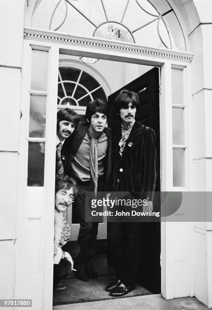 The Beatles at their manager Brian Epstein's house at 24 Chapel Street, London, for the press launch of their new album 'Sergeant Pepper's Lonely...