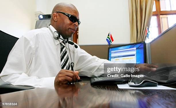 Asoph Dikgale, a blind telephone operator at the presidential hotline centre in Centurion. A parliamentary multi-party delegation said on 17 March...