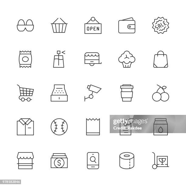 retail store icons - thin line series - milk illustration stock illustrations