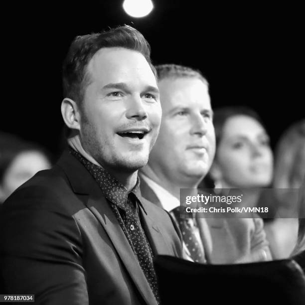 Actor Chris Pratt attends the 2018 MTV Movie And TV Awards at Barker Hangar on June 16, 2018 in Santa Monica, California.