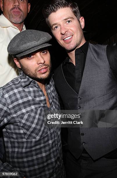 Richie Akiva and Robin Thicke attend Robin Thicke's birthday celebration at 1OAK on March 17, 2010 in New York City.