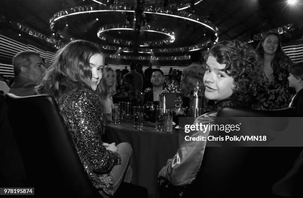 Actors Sadie Sink and Gaten Matarazzo during the 2018 MTV Movie And TV Awards at Barker Hangar on June 16, 2018 in Santa Monica, California.