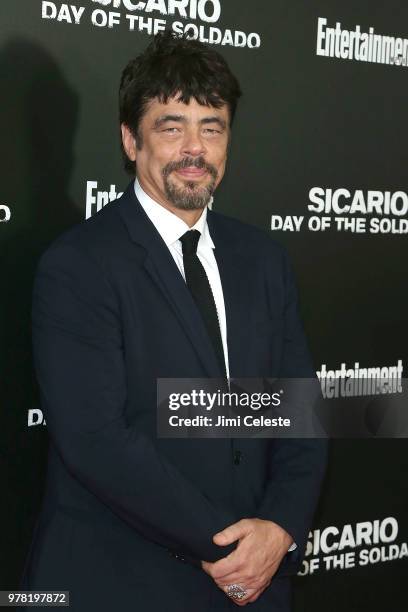 Benicio del Toro attends a New York screening of "Sicario: Day of the Soldado" at Meredith, Inc. On June 18, 2018 in New York, New York.