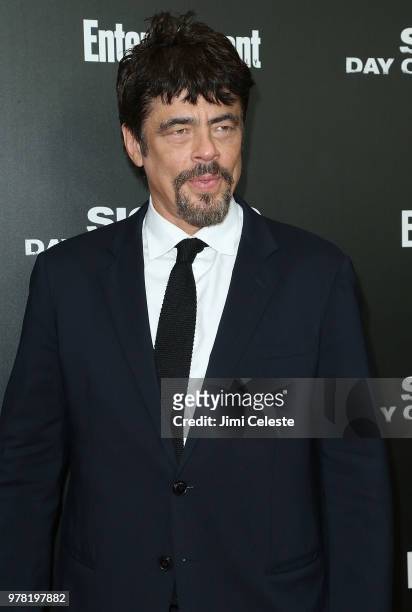 Benicio del Toro attends a New York screening of "Sicario: Day of the Soldado" at Meredith, Inc. On June 18, 2018 in New York, New York.