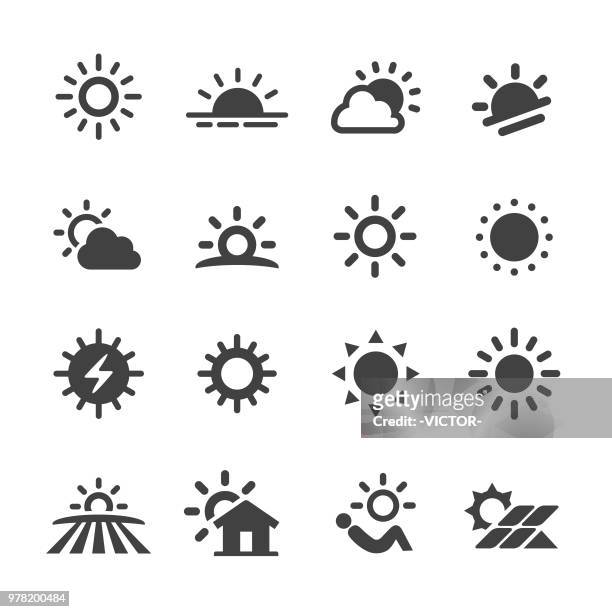 ilustraciones, imágenes clip art, dibujos animados e iconos de stock de iconos de sol - serie acme - luz del sol