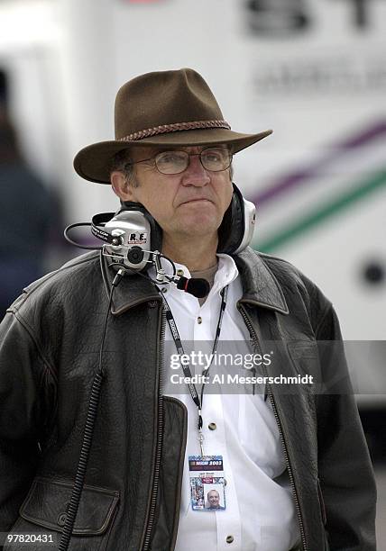 Car owner Jack Roush watches racing Saturday, October 18, 2003 during the NASCAR Craftsman Truck Series Advance Auto Parts 200 at Martinsville...