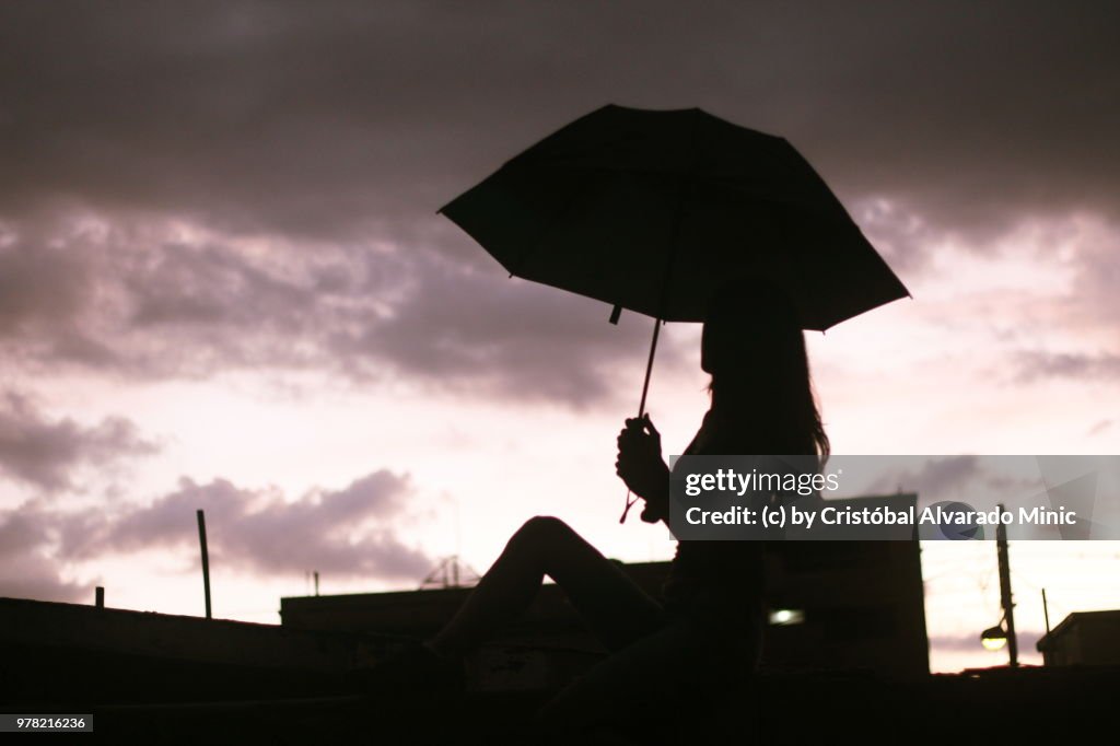 Young Woman With Umbrella