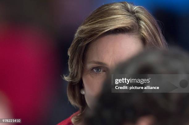 Simone Lange, mayor of Flensburg, attends the extraordiinary party conference of the the Social Democratic Party , in Wiesbaden, Germany, 22 April...