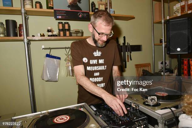 Laurent LC performs during the "Filles A Cotelettes" Party Hosted by Grand Seigneur Magazine at Grocery/Bar Bel Ordinaire on June 18, 2018 in Paris,...