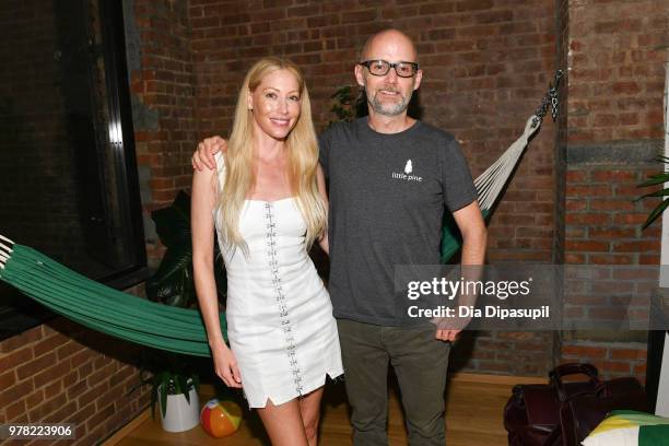 Recording artist Julie Mintz and Moby pose after performing at Sofar Sounds NYC at O.N.S Clothing on June 18, 2018 in New York City.