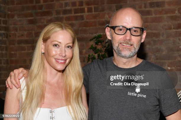 Recording artist Julie Mintz and Moby pose after performing at Sofar Sounds NYC at O.N.S Clothing on June 18, 2018 in New York City.