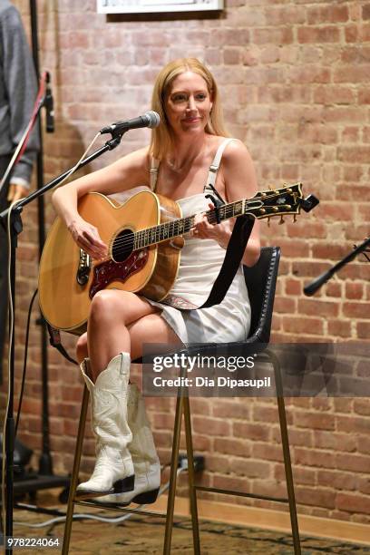 Recording artist Julie Mintz performs at Sofar Sounds NYC at O.N.S Clothing on June 18, 2018 in New York City.