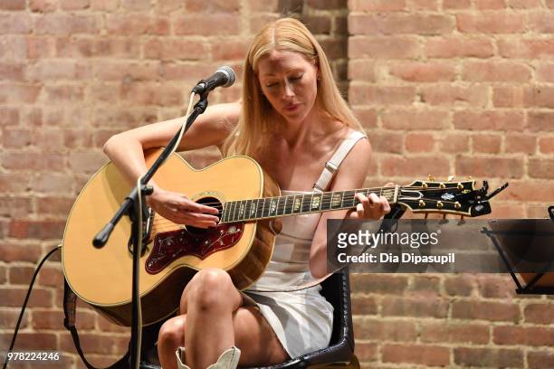 Recording artist Julie Mintz performs at Sofar Sounds NYC at O.N.S Clothing on June 18, 2018 in New York City