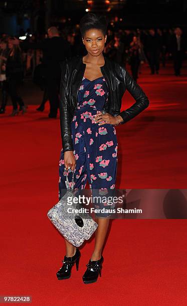Model Tallulah Adeyemi attends the 'Remember Me' UK film premiere held at the Odeon Leicester Square on March 17, 2010 in London, England.