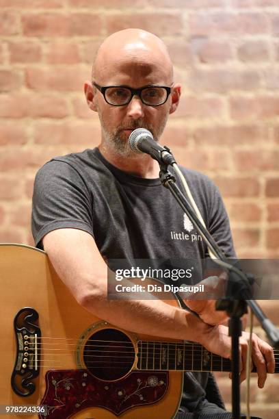 Moby performs at Sofar Sounds NYC at O.N.S Clothing on June 18, 2018 in New York City.