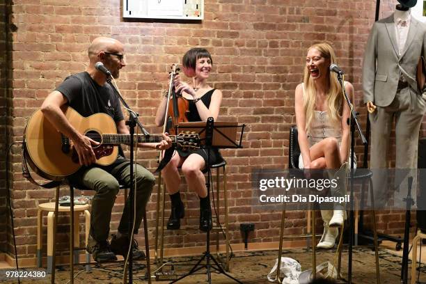 Moby and recording artist Julie Mintz perform at Sofar Sounds NYC at O.N.S Clothing on June 18, 2018 in New York City.