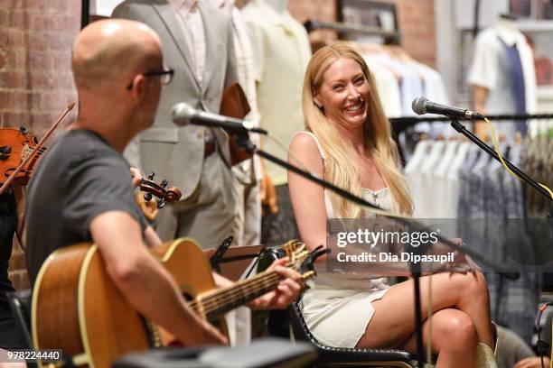 Moby and recording artist Julie Mintz perform at Sofar Sounds NYC at O.N.S Clothing on June 18, 2018 in New York City.