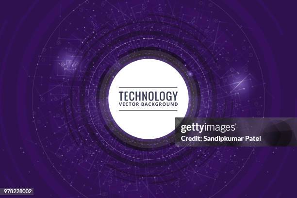 abstract futuristic circuit board, high computer technology dark purple background - cpu board stock illustrations