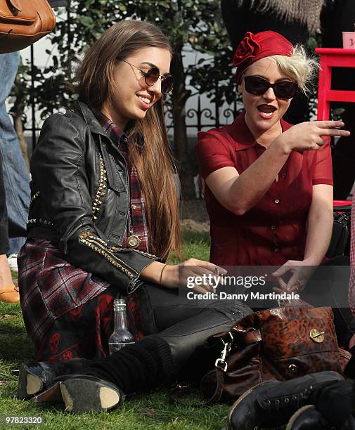 Amber Le Bon and Jaime Winstone attends photocall to launch new mobile fashion room at Harvey Nichols on March 18, 2010 in London, England.