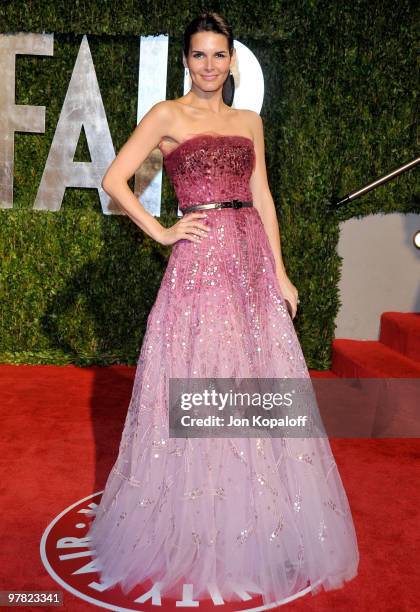 Actress Angie Harmon arrives at the 2010 Vanity Fair Oscar Party held at Sunset Tower on March 7, 2010 in West Hollywood, California.