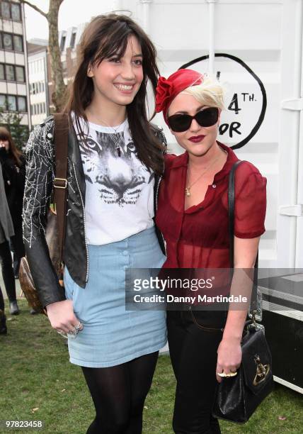 Daisy Lowe and Jaime Winstone attend photocall to launch new mobile fashion room at Harvey Nichols on March 18, 2010 in London, England.