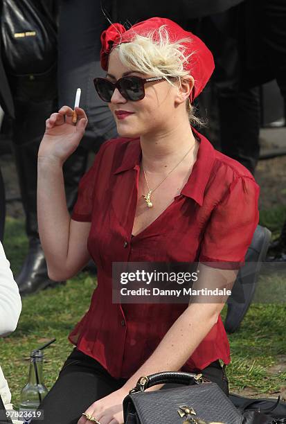 Jaime Winstone attends photocall to launch new mobile fashion room at Harvey Nichols on March 18, 2010 in London, England.