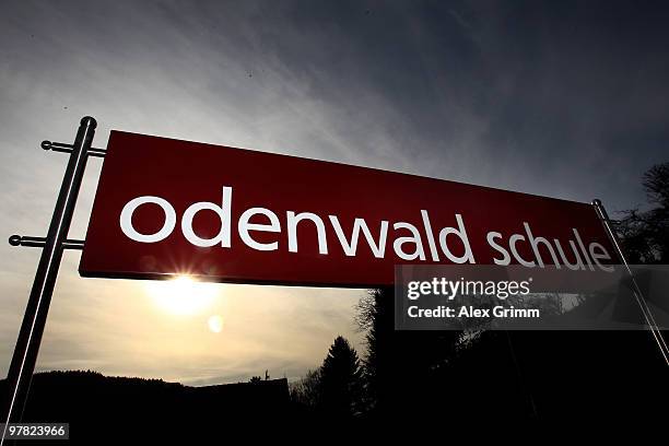 Sign marks the entrance to the Odenwald school on March 18, 2010 in Heppenheim, Germany. Former pupils have claimed they were regulary sexual abused...