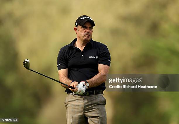 Paul McGinley of Ireland plays into the 18th green during the first round of the Hassan II Golf Trophy at Royal Golf Dar Es Salam on March 18, 2010...