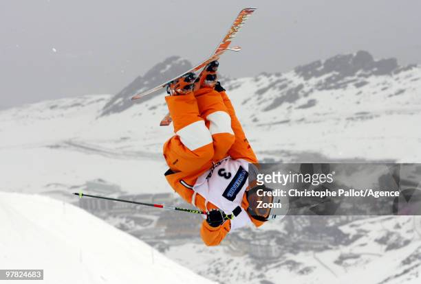Guilbaut Colas of France takes 1st place during the FIS Freestyle World Cup Men's Moguls on March 18, 2010 in Sierra Nevada, Spain.
