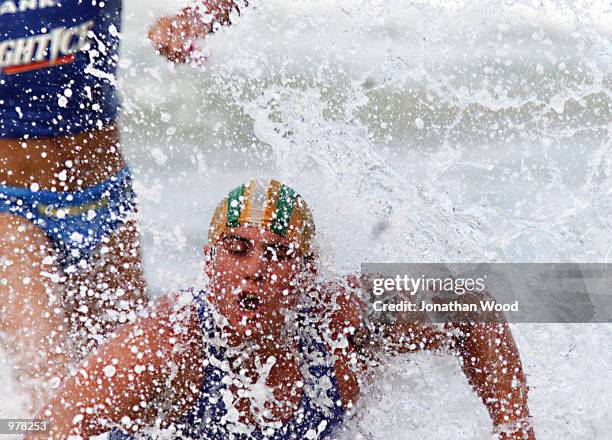 Ky Hurst of Tugun in action during the final of the men's Open Ironman Championship, during the Australian Surf Lifesaving Championships held at...