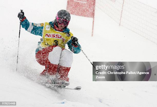 Heather McPhie of the USA takes 3rd place during the FIS Freestyle World Cup Women's Moguls on March 18, 2010 in Sierra Nevada, Spain.