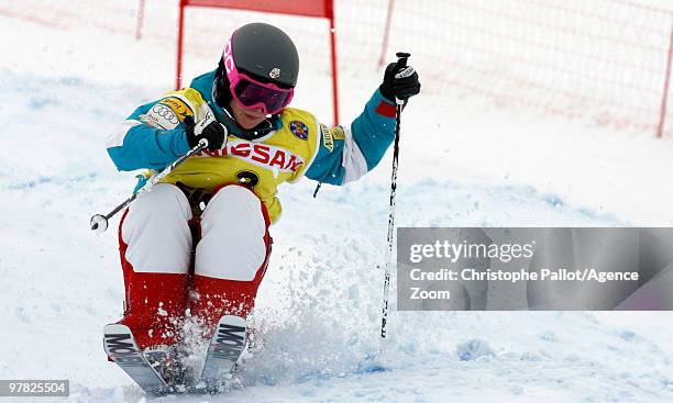 Heather McPhie of the USA takes 3rd place during the FIS Freestyle World Cup Women's Moguls on March 18, 2010 in Sierra Nevada, Spain.