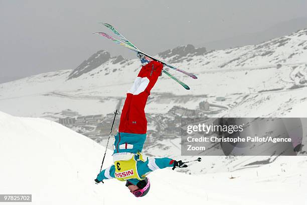 Heather McPhie of the USA takes 3rd place during the FIS Freestyle World Cup Women's Moguls on March 18, 2010 in Sierra Nevada, Spain.