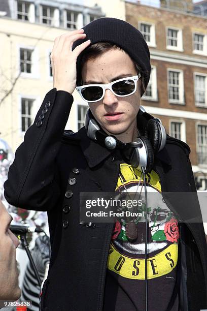 Samantha Ronson attends a photocall to launch new mobile fashion room at Harvey Nichols on March 18, 2010 in London, England.