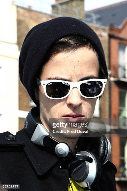 Samantha Ronson attends a photocall to launch new mobile fashion room at Harvey Nichols on March 18, 2010 in London, England.