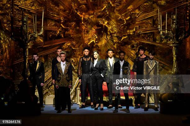 Model walks the runway at the Dolce & Gabbana show during Milan Men's Fashion Week Spring/Summer 2019 on June 16, 2018 in Milan, Italy.