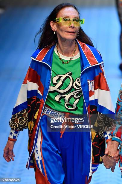 Model walks the runway at the Dolce & Gabbana show during Milan Men's Fashion Week Spring/Summer 2019 on June 16, 2018 in Milan, Italy.