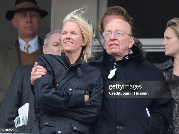 Rupert Murdoch and daughter Elisabeth Murdoch attend day 3 of the Cheltenham Festival on March 18, 2010 in Cheltenham, England.