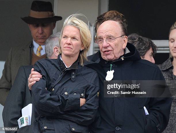 Rupert Murdoch and daughter Elisabeth Murdoch attend day 3 of the Cheltenham Festival on March 18, 2010 in Cheltenham, England.