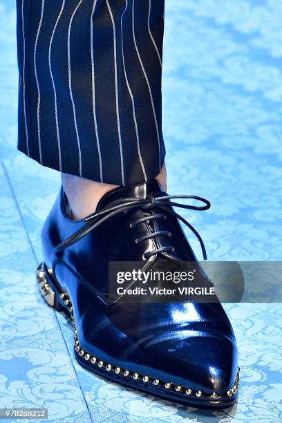 Model walks the runway at the Dolce & Gabbana show during Milan Men's Fashion Week Spring/Summer 2019 on June 16, 2018 in Milan, Italy.