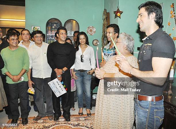 Salman Khan with Reema Sen during the launch of Smita Thackeray's new film 'Society' in Mumbai on March 16, 2010.