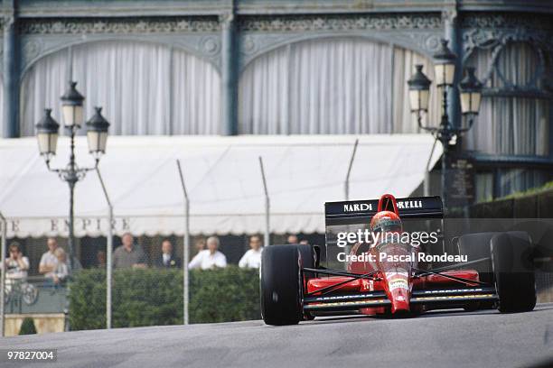 Bruno Giacomelli from Italy drives the Life Racing Engines Life L190 Life F35 W12 out of Casino Square during Pre Qualifying for the Formula One...