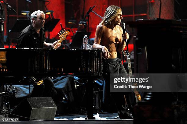 Inductees Iggy and The Stooges perform onstage at the 25th Annual Rock and Roll Hall of Fame Induction Ceremony at Waldorf=Astoria on March 15, 2010...