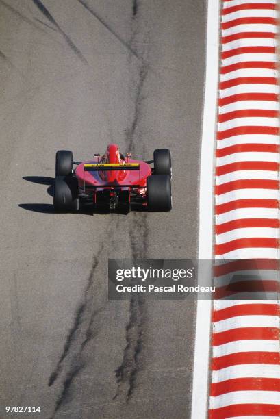 Nigel Mansell drives the Scuderia Ferrari 641 during the Belgian Grand Prix on 26 August 1990 at the Spa-Francorchamps circuit in Spa, Belgium.