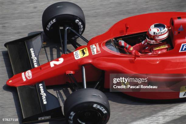 Nigel Mansell drives the Scuderia Ferrari 641 during the Grand Prix of Monaco on 27 May 1990 on the streets of the Principality of Monaco in Monte...