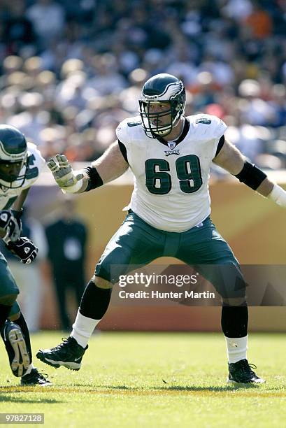 Philadelphia Eagles offensive tackle Jon Runyan. The Philadelphia Eagles defeated the Chicago Bears 19-9 on Sunday, October 3, 2004 at Soldier Field...
