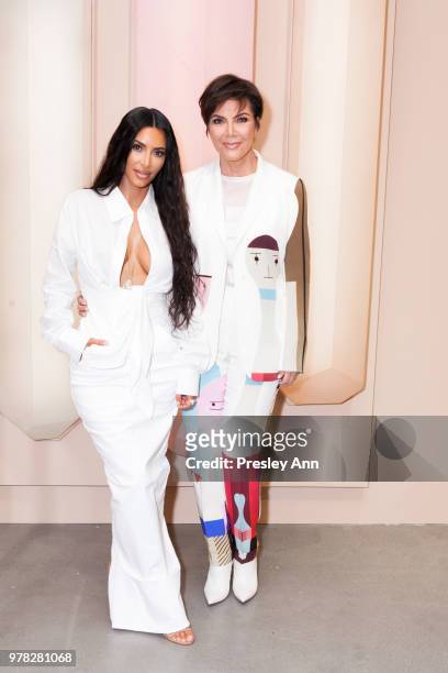 Kim Kardashian West and Kris Jenner at her first-ever KKW Beauty and Fragrance pop-up opening at Westfield Century City in Los Angeles on June 20th,...