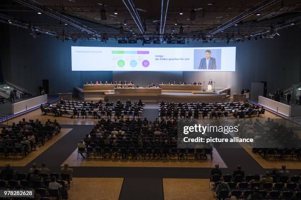 Uwe Tigges, CEO of energy company Innogy, speaks during the company's general meeting in Essen, Germany, 24 April 2018. Photo: Bernd Thissen/dpa